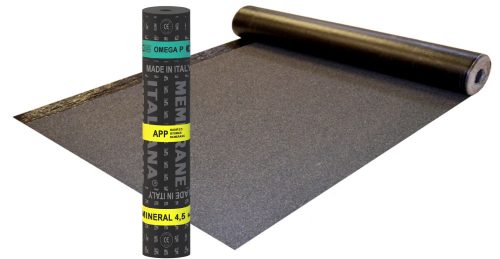 Omega P - 4,5 kg Mineral - Hegeszthető APP modifikált bitumenes zárólemez poliészterfátyol hordozóbetéttel