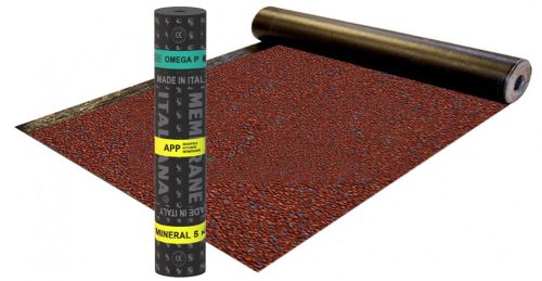Vörös - Omega P - 5 kg Mineral - Hegeszthető APP modifikált bitumenes zárólemez poliészterfátyol hordozóbetéttel